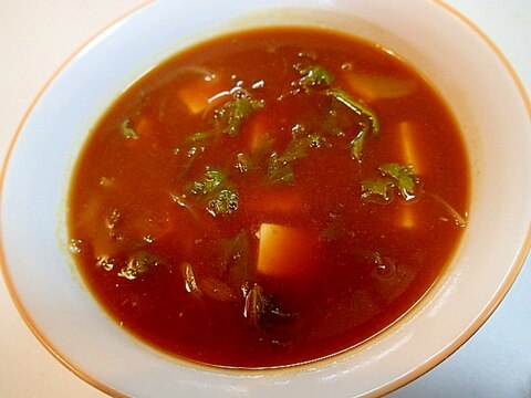 辛め　❤玉ねぎとわさび菜と豆腐の和風スープカレー❤